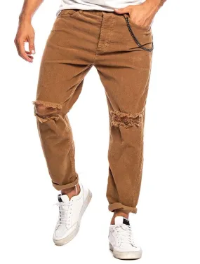 HARRIS PANTALONI CAMMELLO IN VELLUTO
